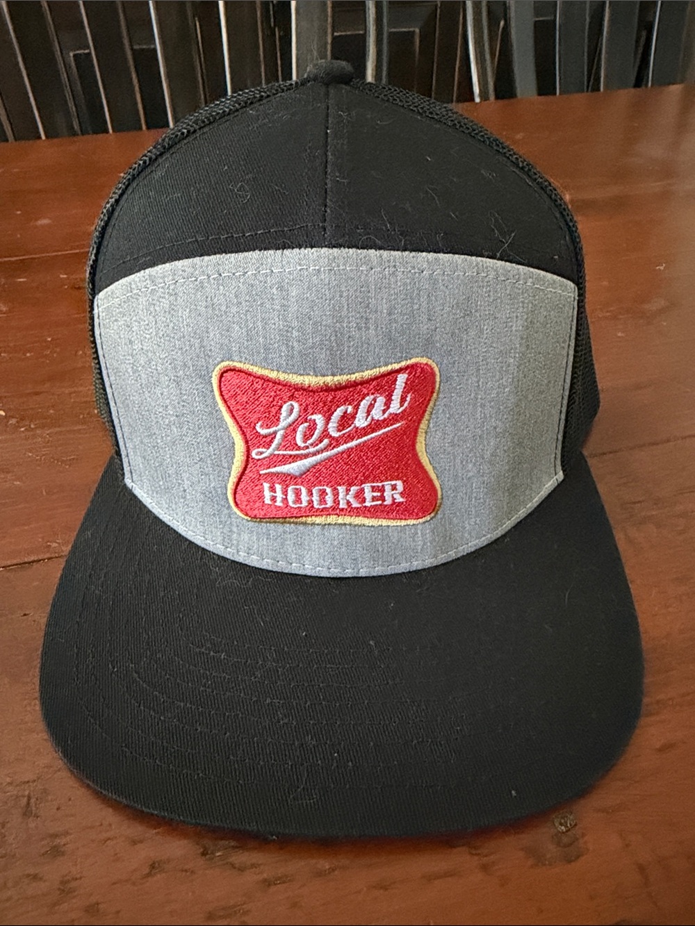 NWOT Men’s Local Hooker Black & Gray Patch Trucker Hat